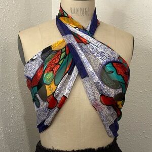 Picasso scarf, vintage, silk-like